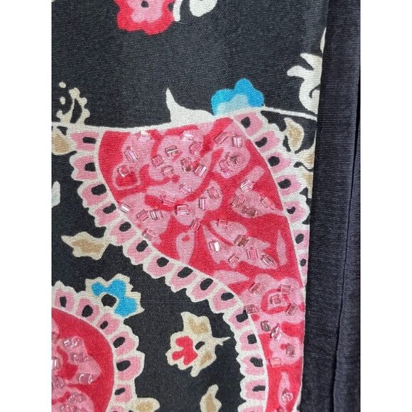 Silkland Silk Floral Jacket 3X Black Beaded Paisley Full Zip Boho Western Artsy - Picture 16 of 16